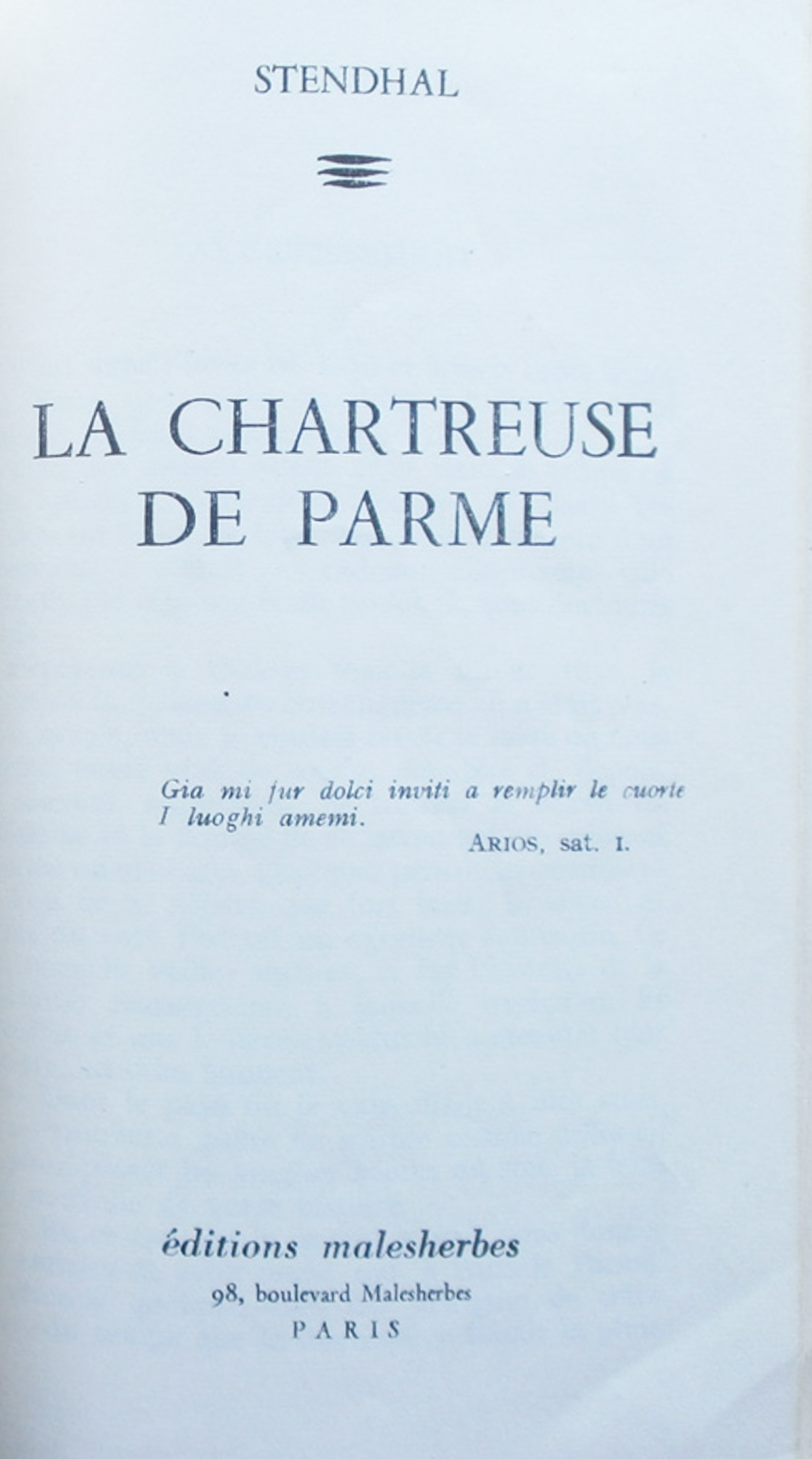 La chartreuse de Parme. 2 voll.