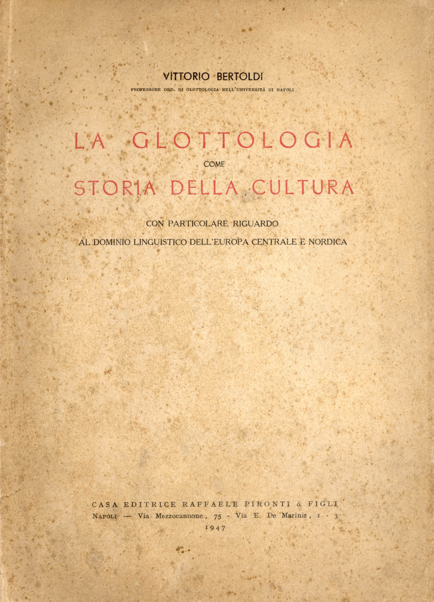 La Glottologia come storia della cultura