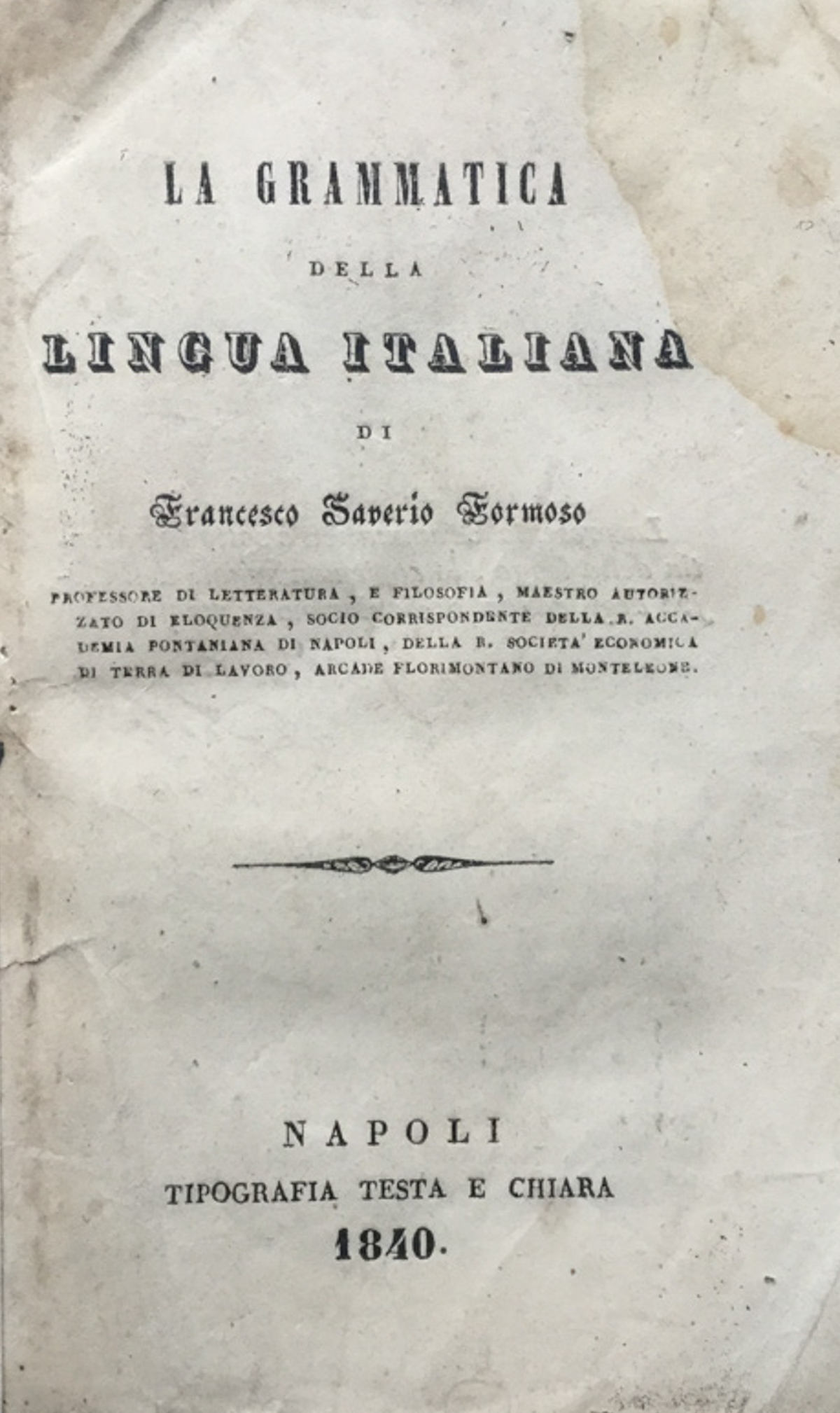 La grammatica della lingua italiana