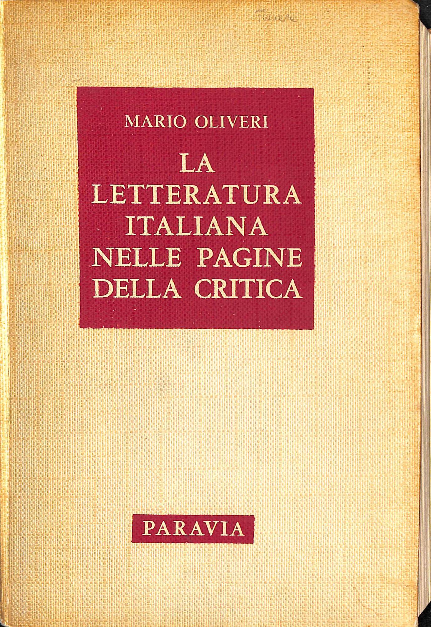 La letteratura italiana nelle pagine della critica