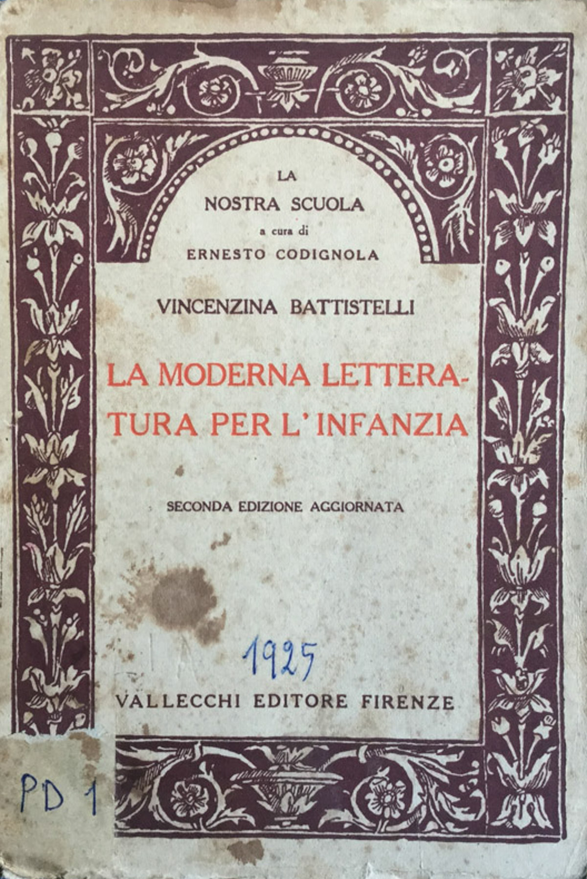 La moderna letteratura per l'infanzia. Vincenzo Battistelli 1925