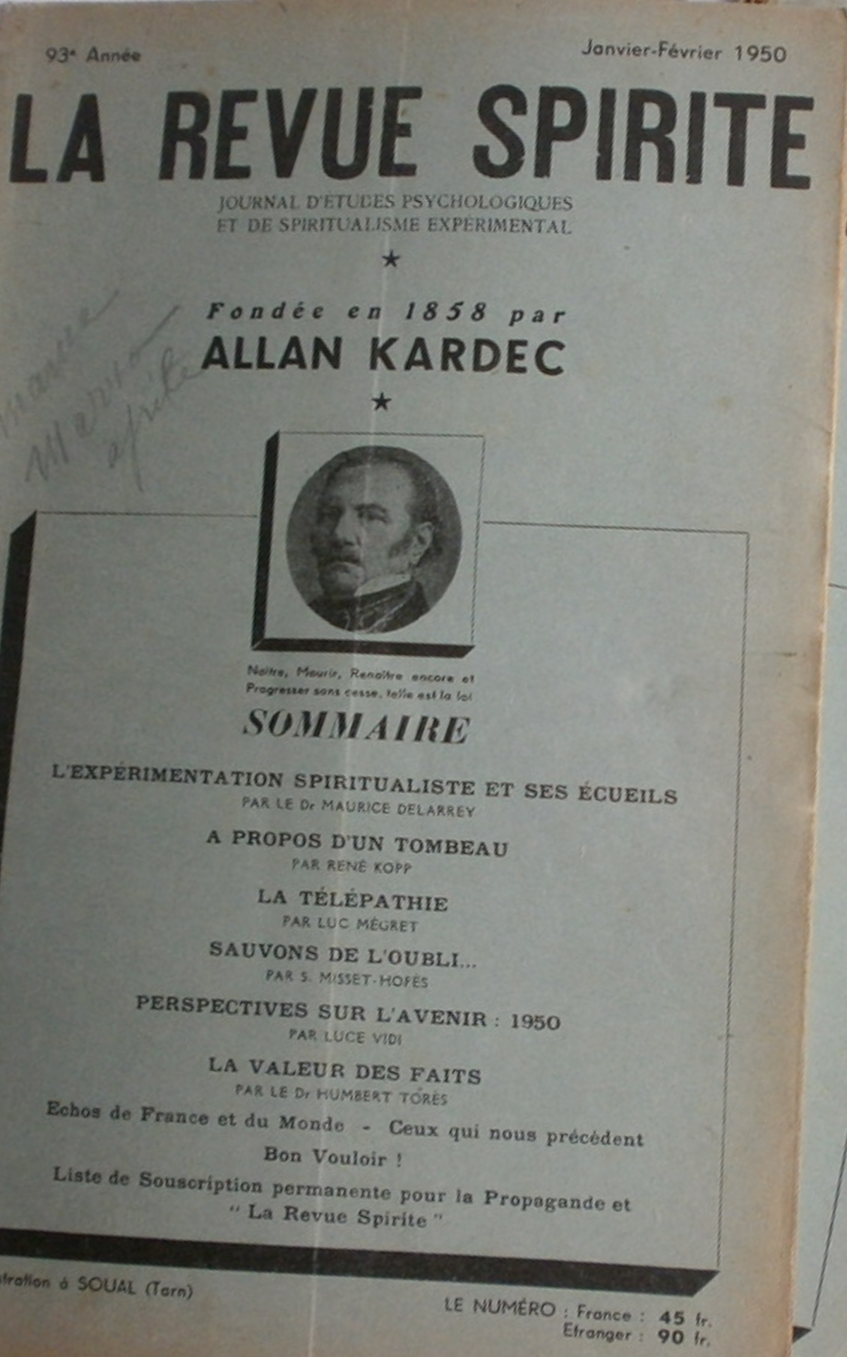 La revue spirite (rivista) 1950 5 fascicoli