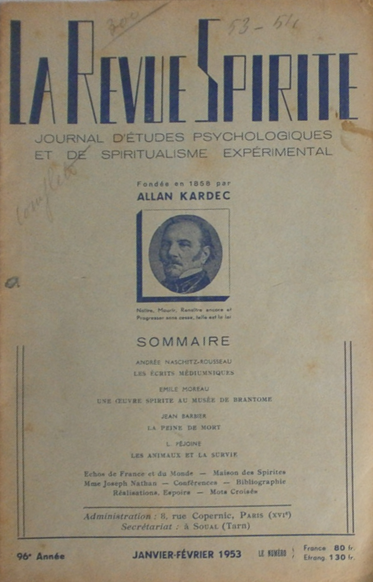 La revue spirite (rivista) 1953 annata completa 6 fascicoli