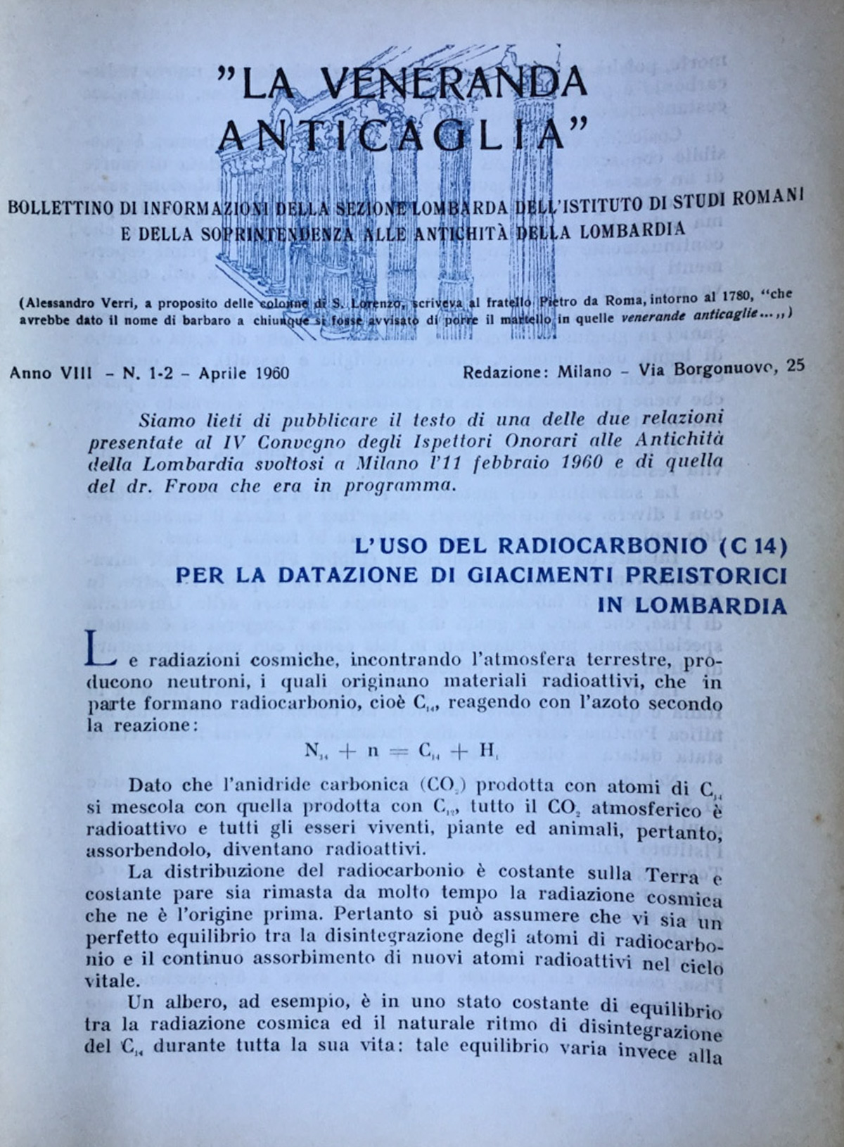 La veneranda anticaglia. 1960 n. 1-2