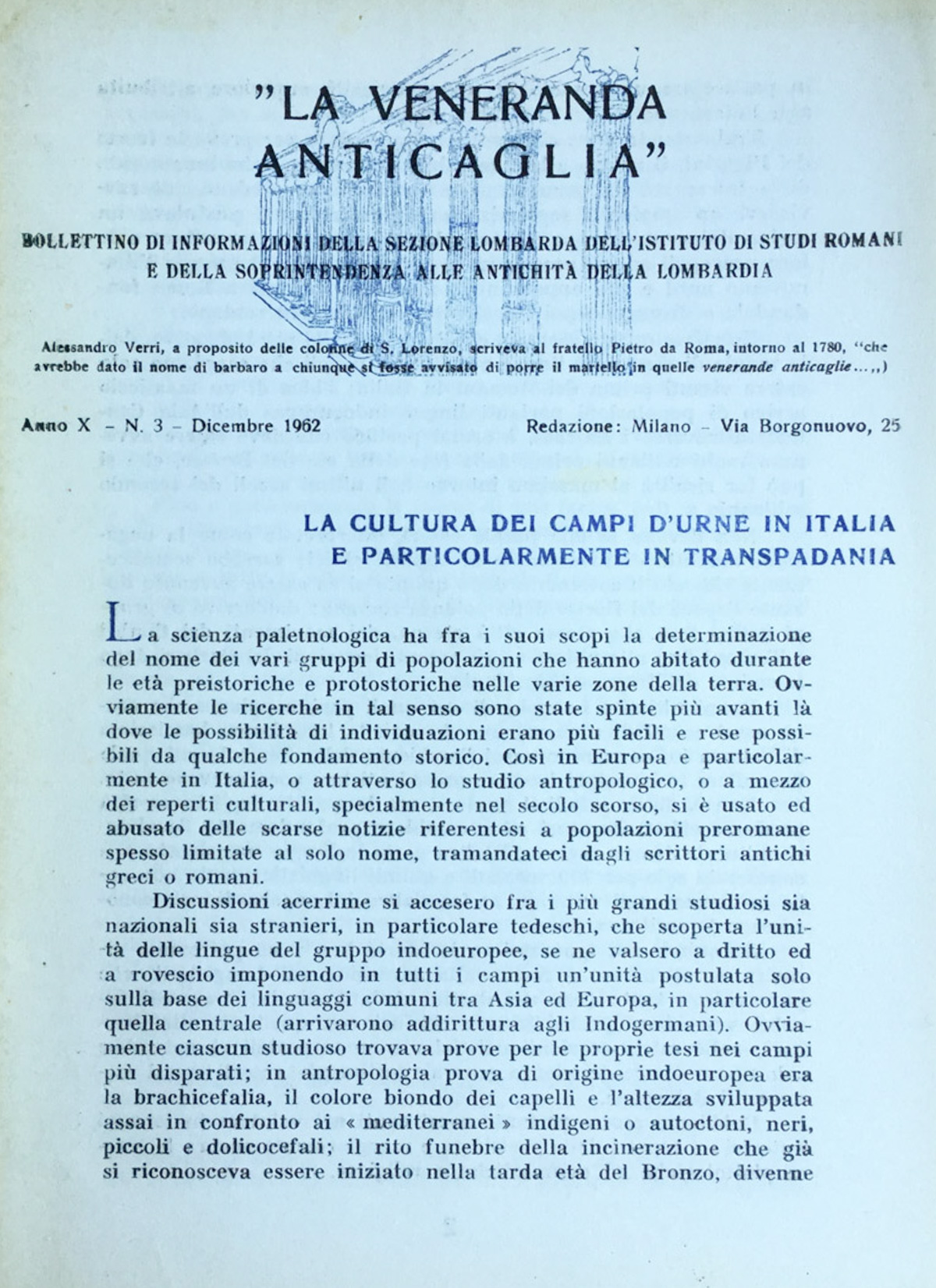 La veneranda anticaglia. 1962 n. 3