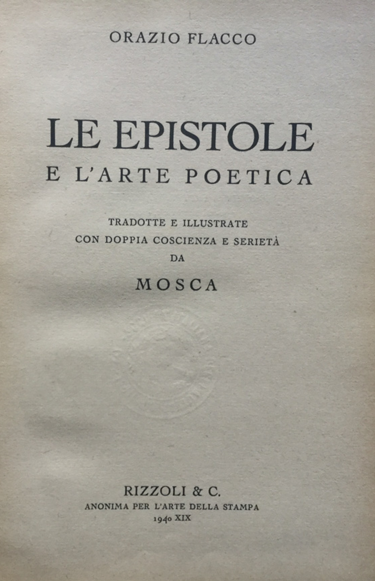 Le Epistole e l'arte poetica