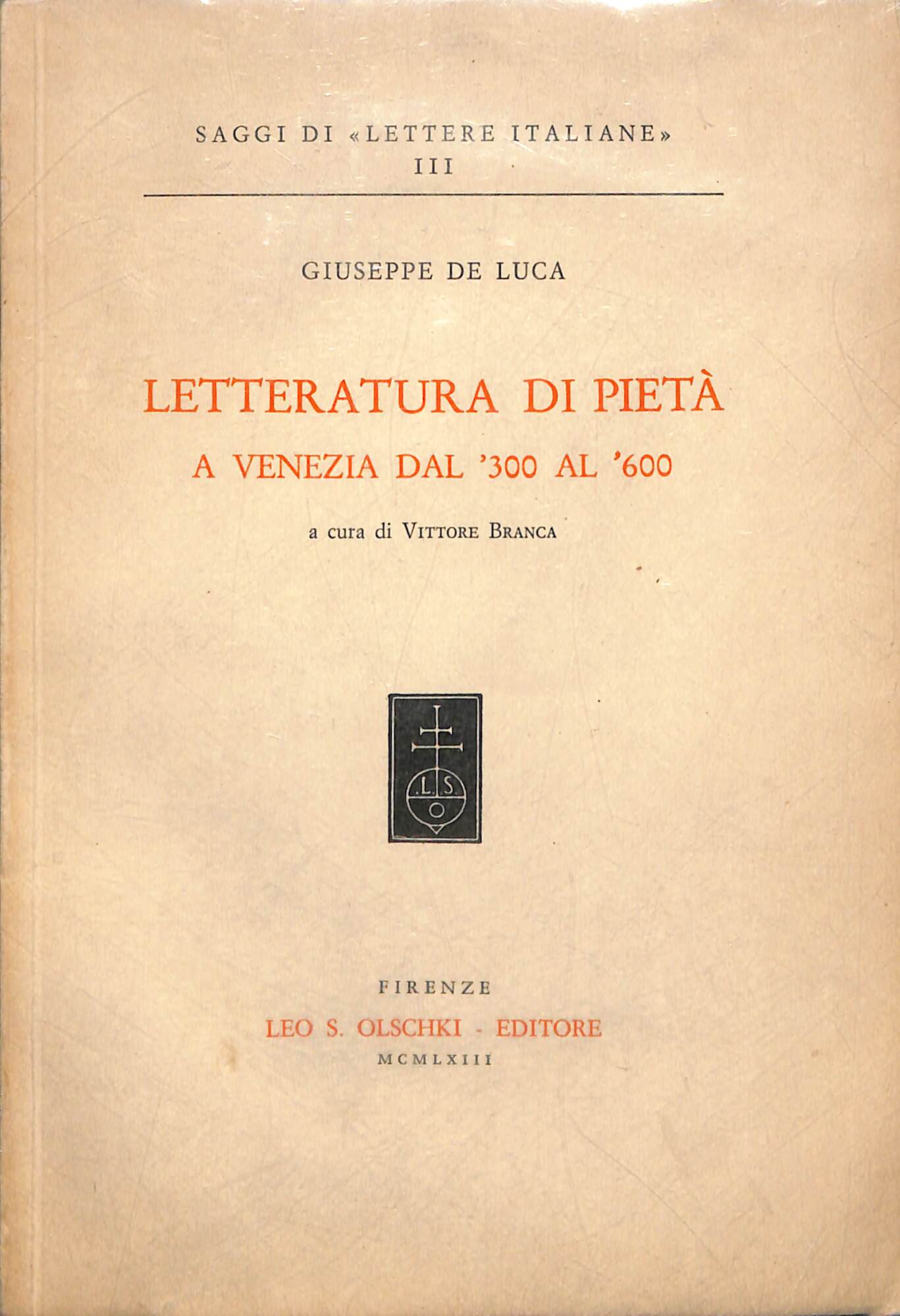 Letteratura di pieta a Venezia dal '300 al '600