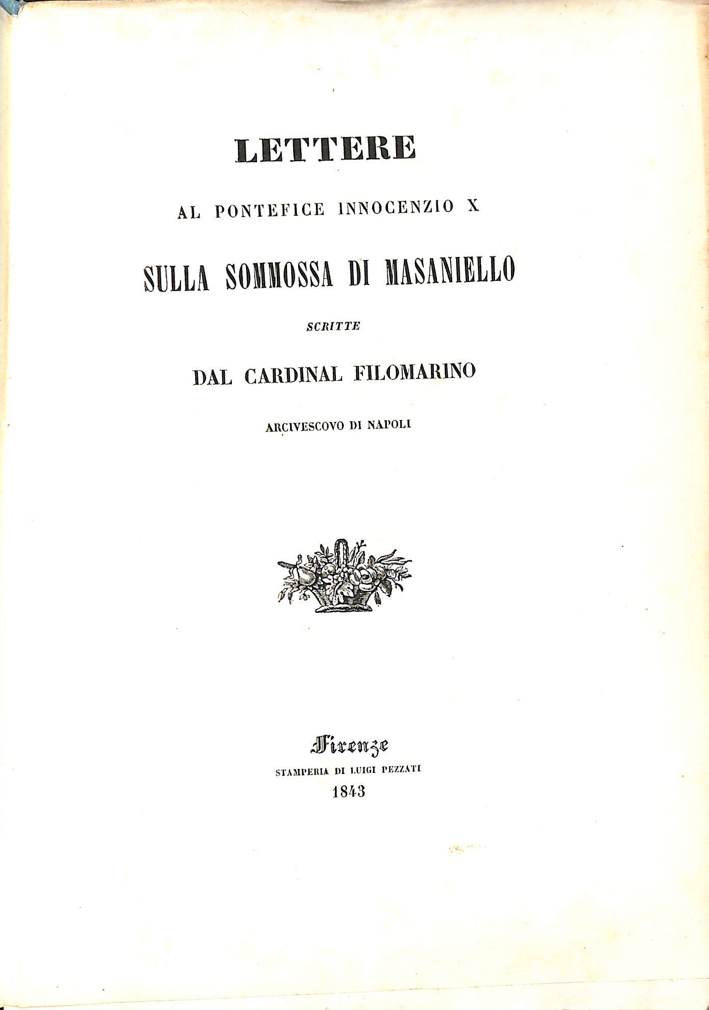 Lettere al pontefice Innocenzio X sulla sommossa di Masaniello