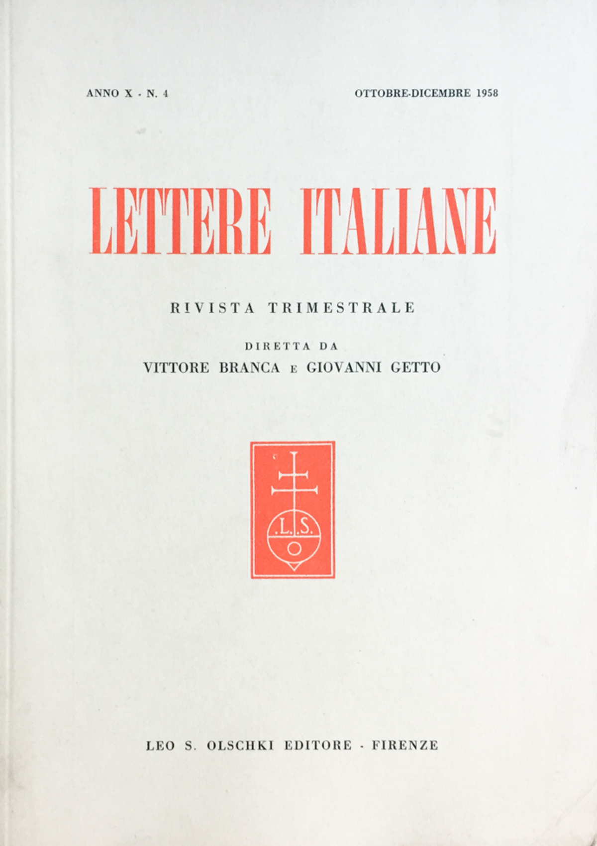 Lettere italiane (rivista) 1958 n. 4