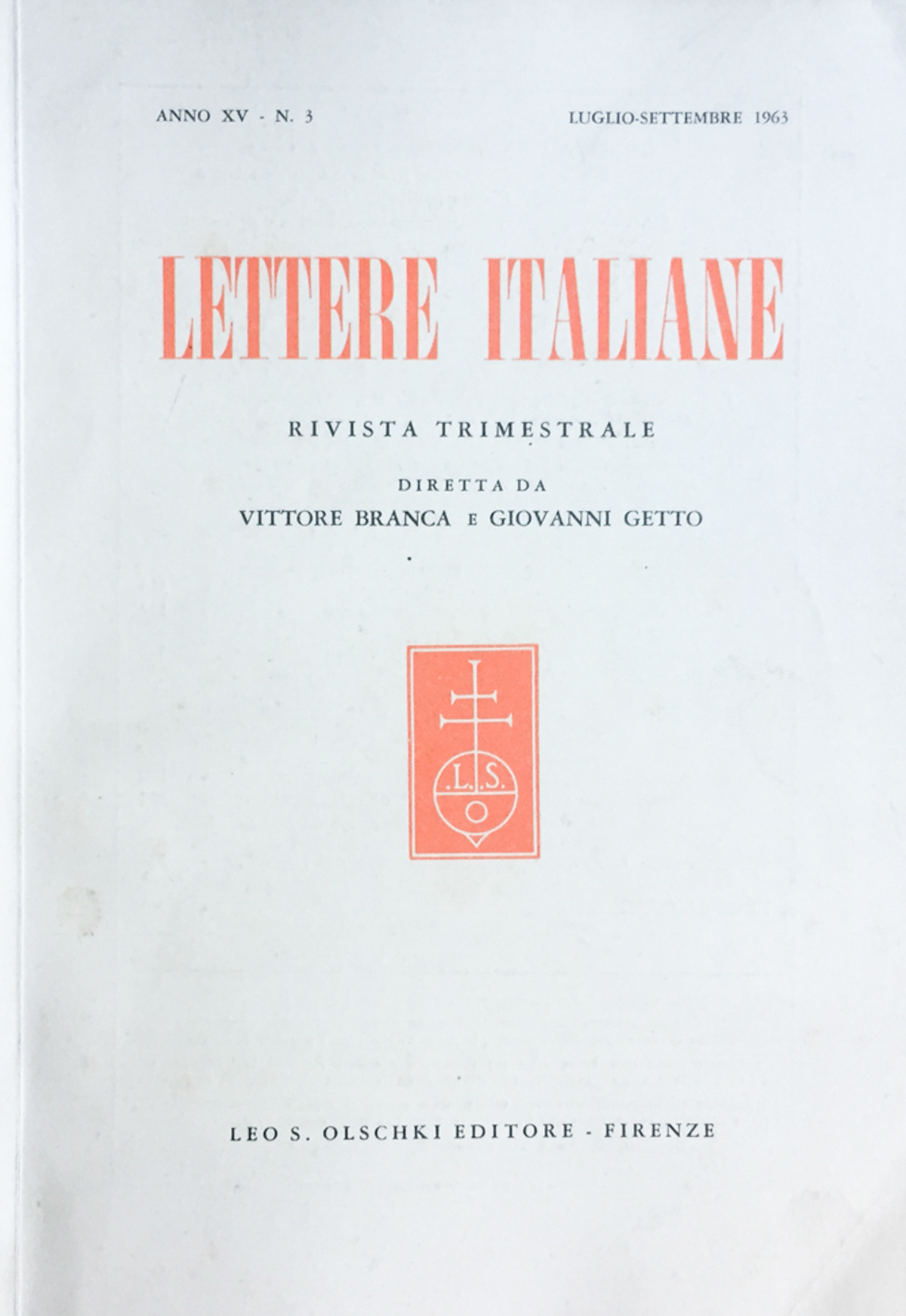Lettere italiane (rivista) 1963 n. 3