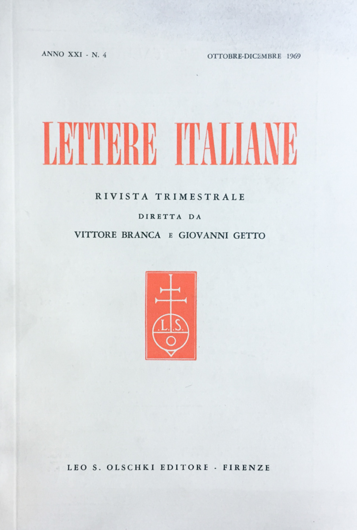 Lettere italiane (rivista) 1969