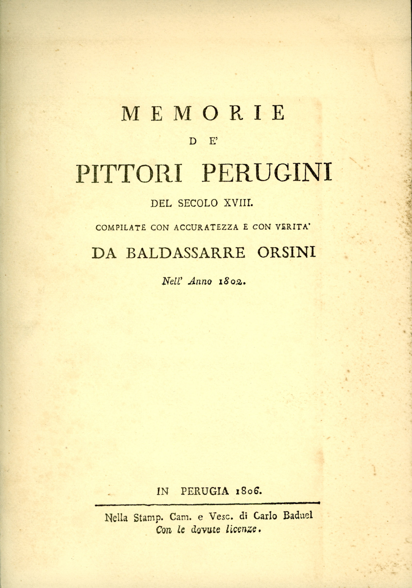 Memorie de' pittori perugini del secolo XVIII