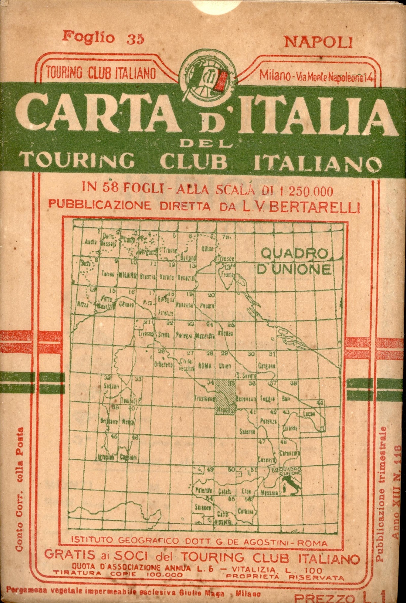 Napoli Carta d'Italia del Touring Club Italiano con indice dei …