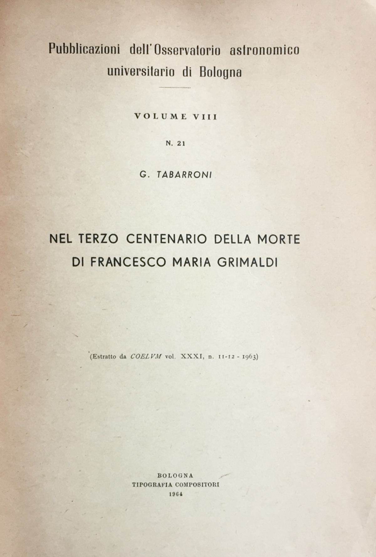 Nel terzo centenario della morte di Francesco Maria Grimaldi