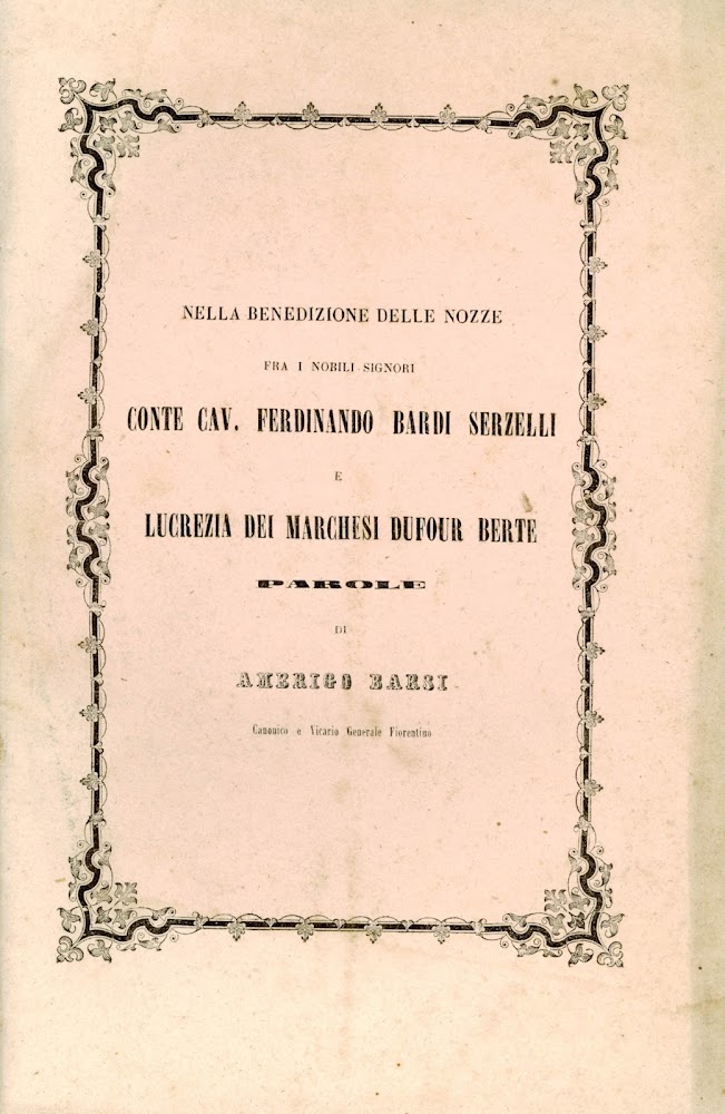 Nella benedizione delle nozze fra i nobili signori conte cav. …