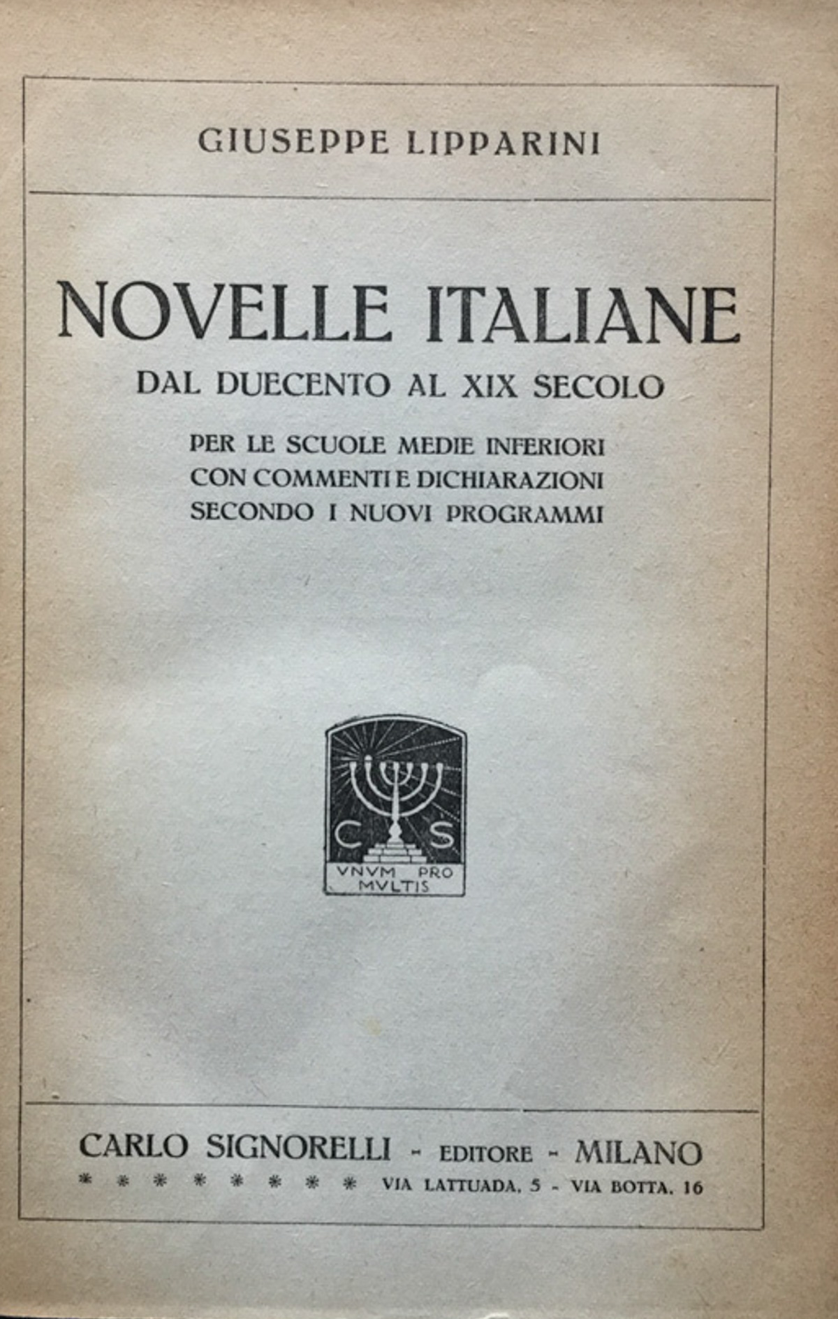 Novelle italiane dal Duecento al XIX secolo