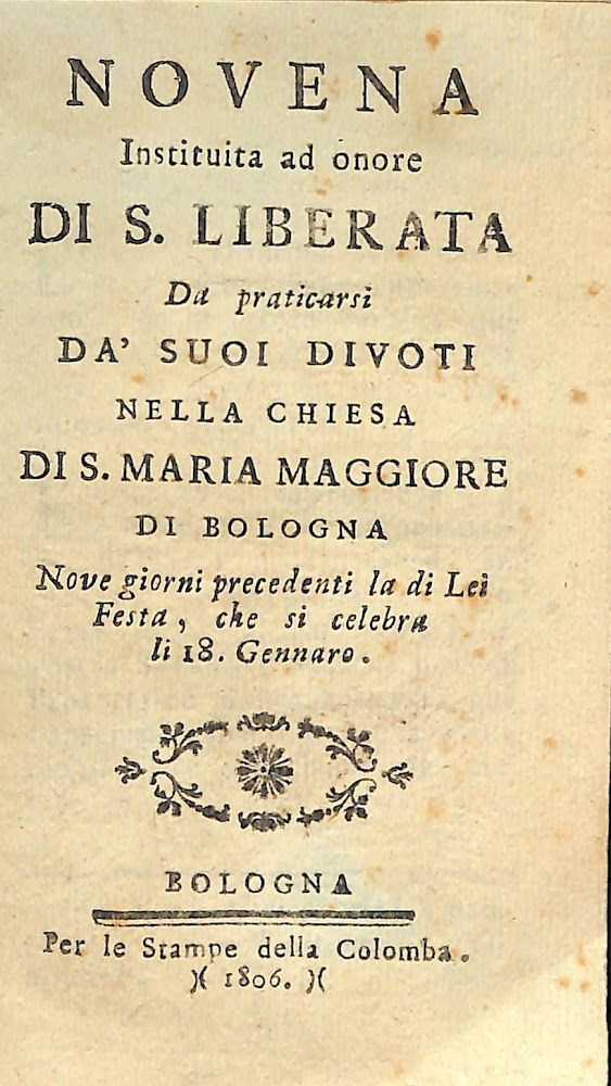 Novena instituita ad onore di S. Liberata... nella chiesa di …