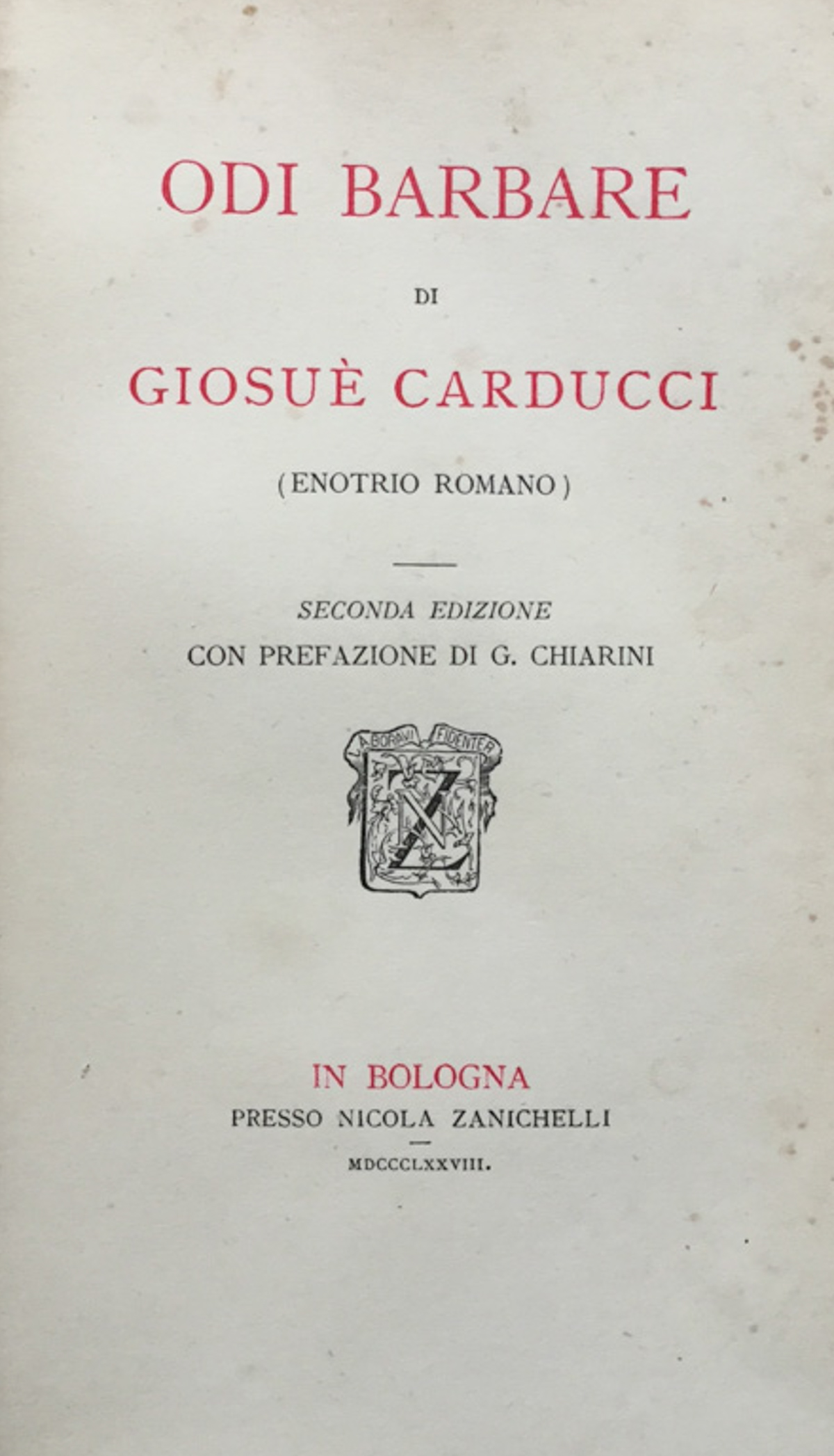 Odi barbare di Giosuè Carducci (Enotrio Romano)