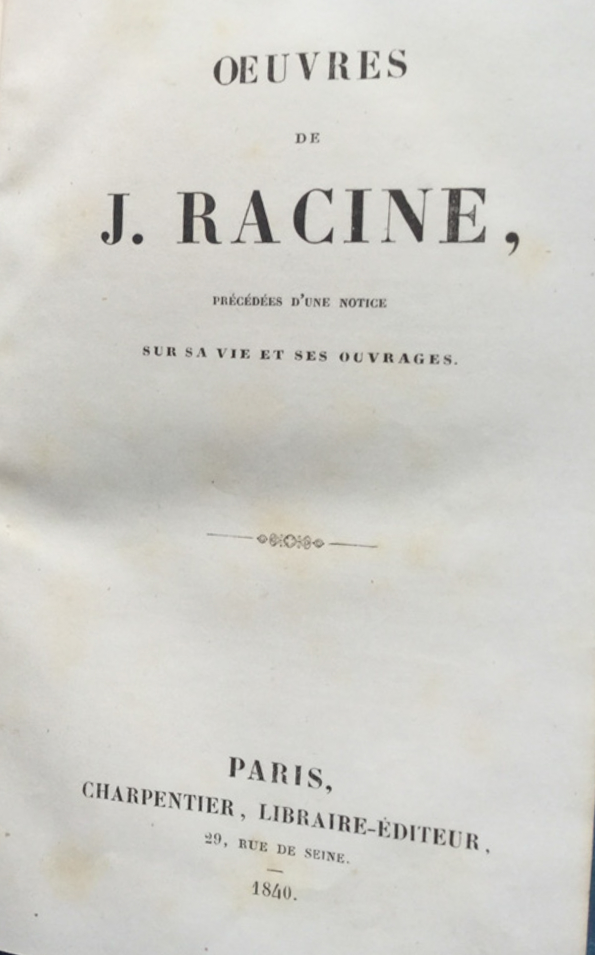Oeuvres de J. Racine. Charpentier 1840