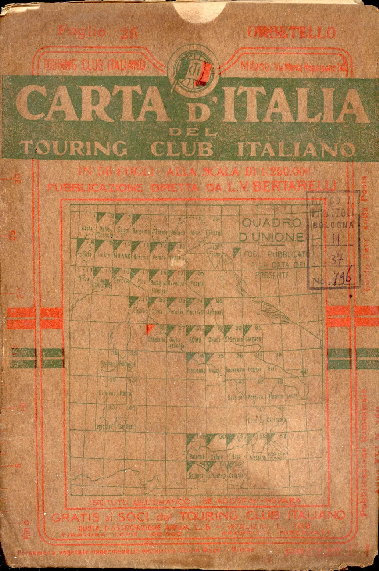 Orbetello Carta d'Italia del Touring Club Italiano con indice delle …