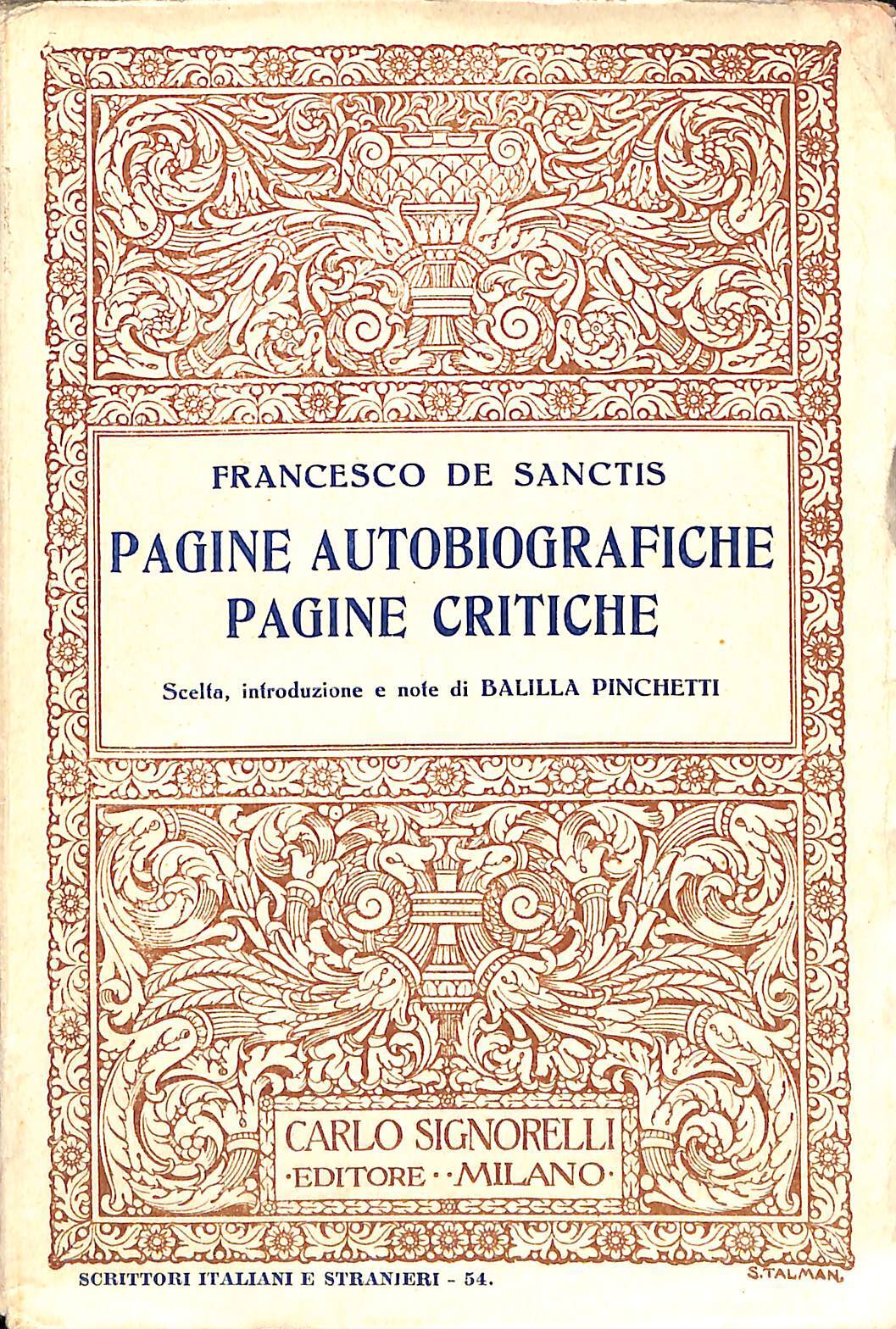 Pagine autobiografiche ; Pagine critiche