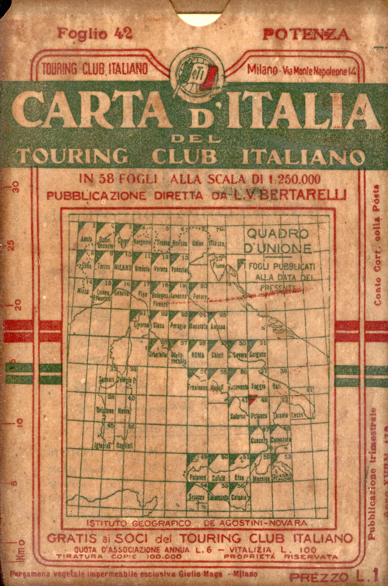 Potenza Carta d'Italia del Touring Club Italiano con indice dei …