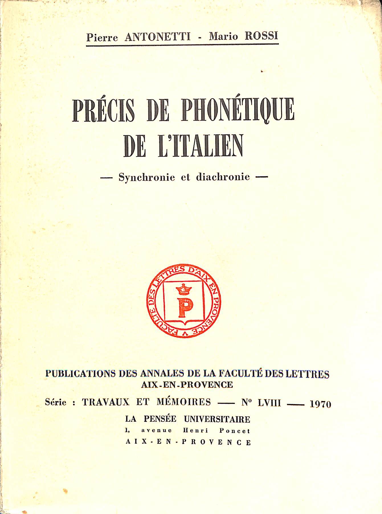 Précis de phonétique de l'italien