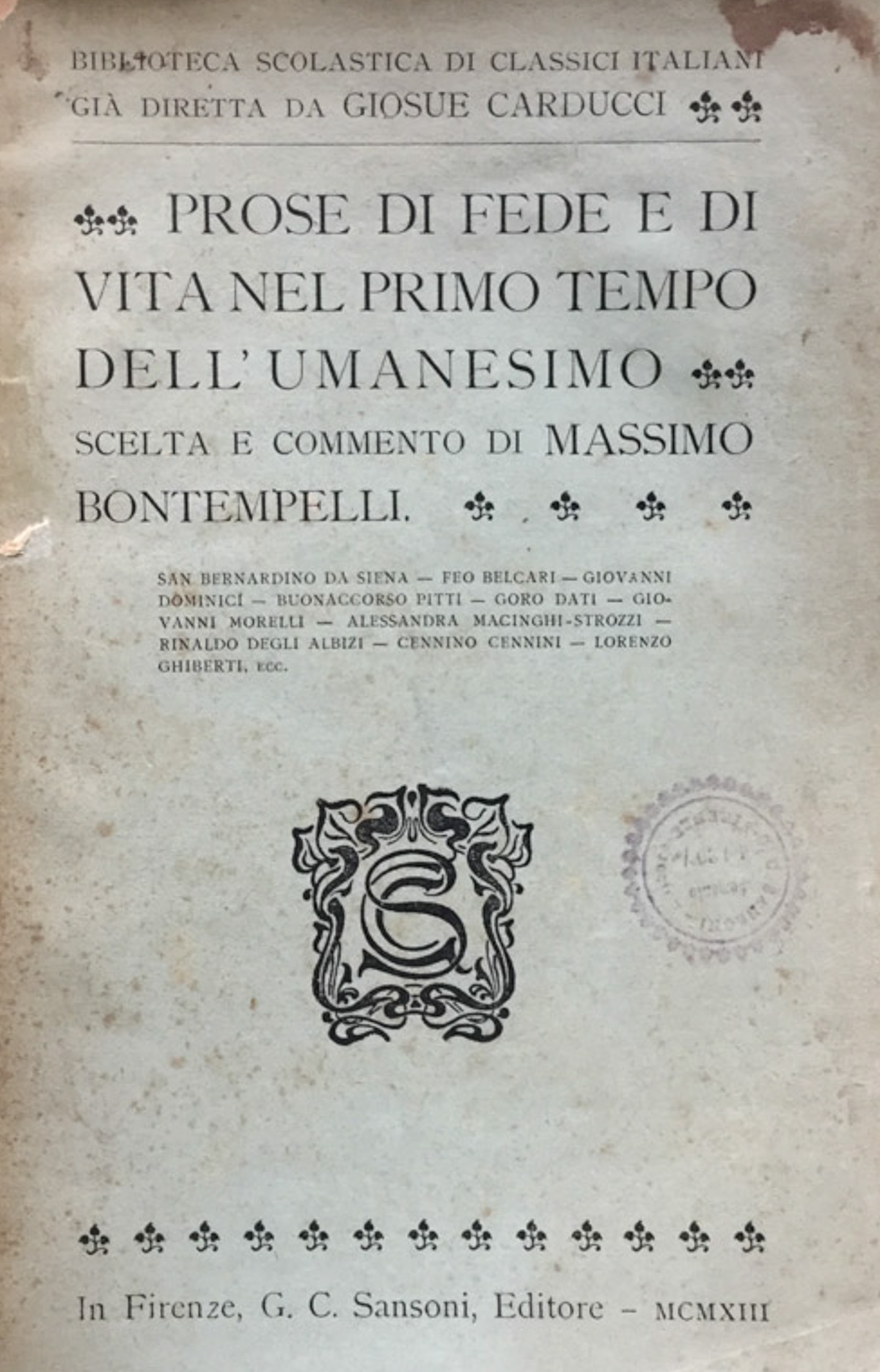 Prose di fede e di vita nel primo tempo dell'Umanesimo