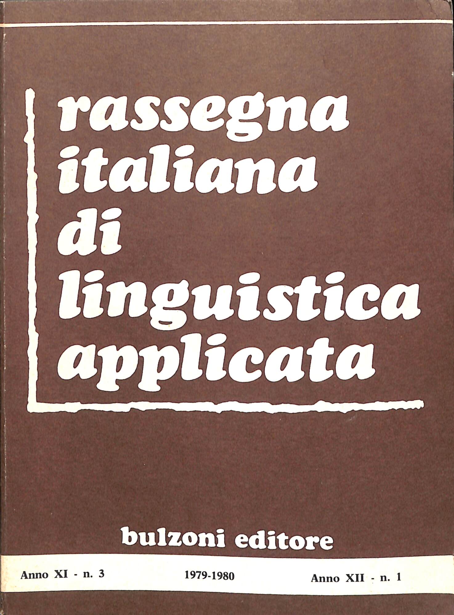 Rassegna italiana di linguistica applicata, 1979-1980