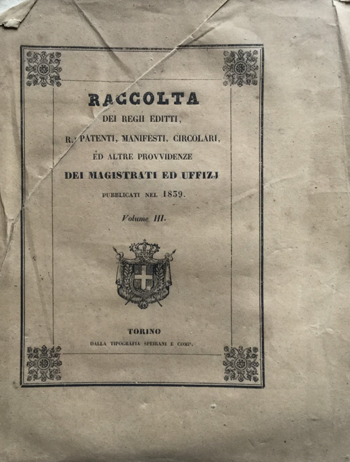 [Regno Sabaudo] Raccolta dei Regj editti, manifesti ed altre provvidenze …