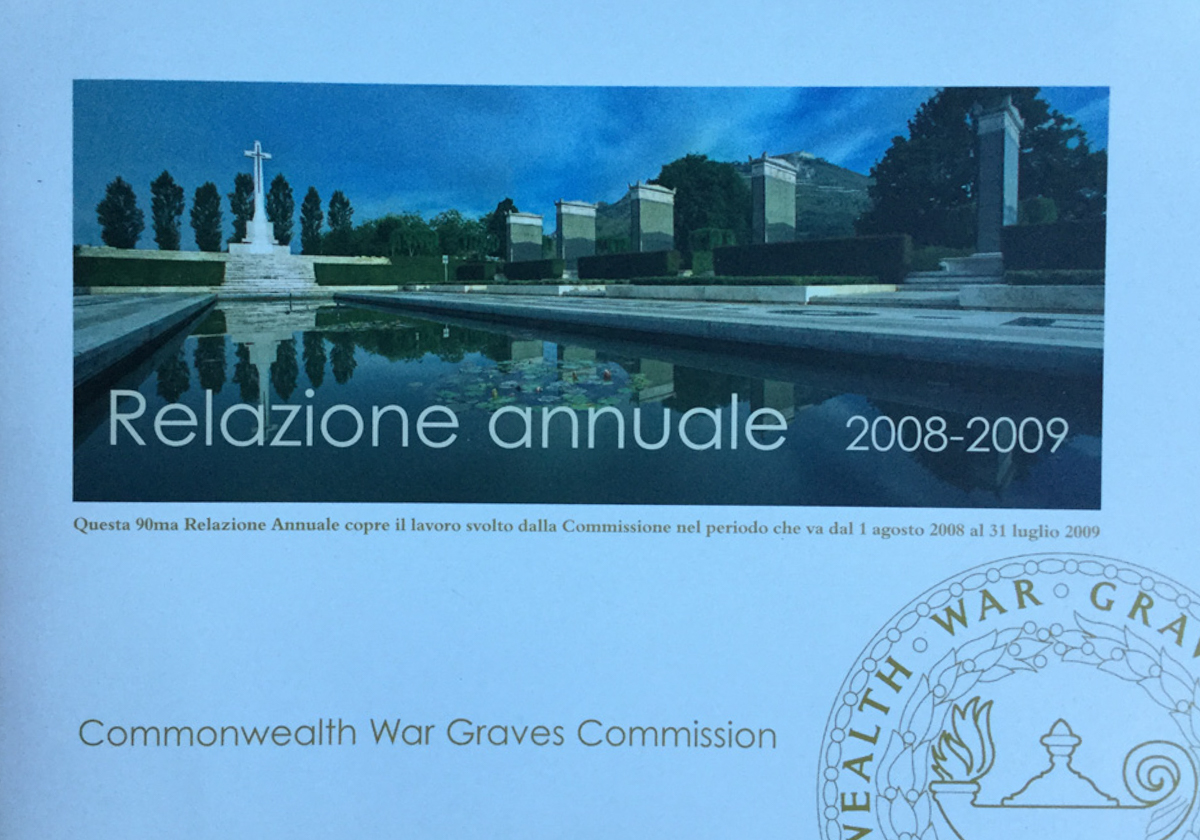 Relazione annuale 2008 - 2009. Commonwealth War Graves Commission