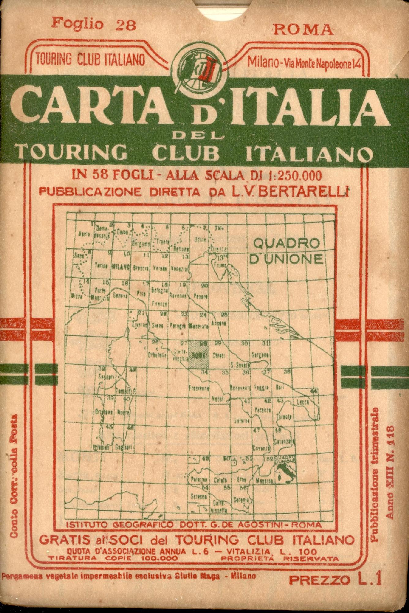 Roma Carta d'Italia del Touring Club Italiano con indice delle …