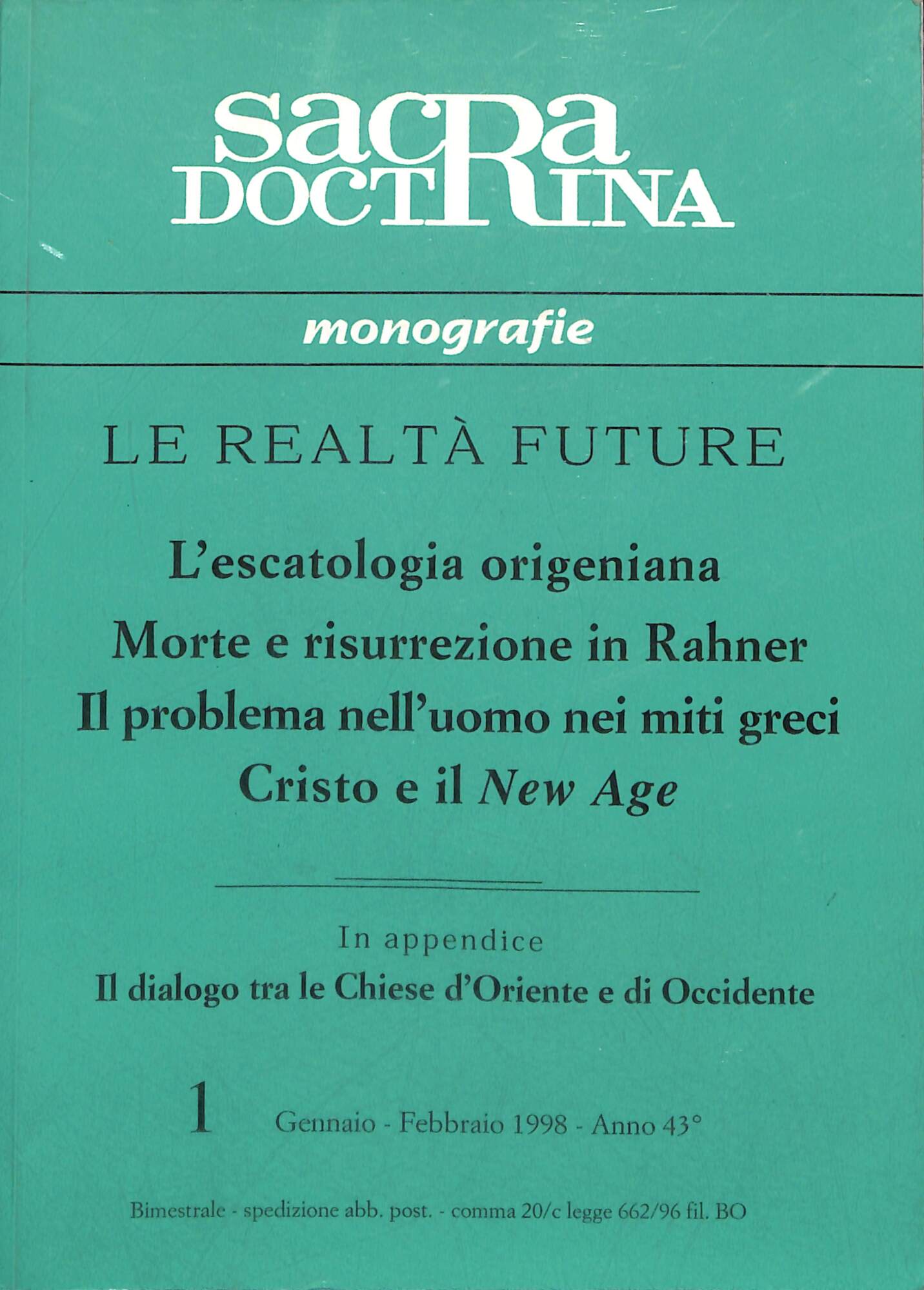 Sacra doctrina 1998 Origine Raher uomo nei miti greci Cristo …