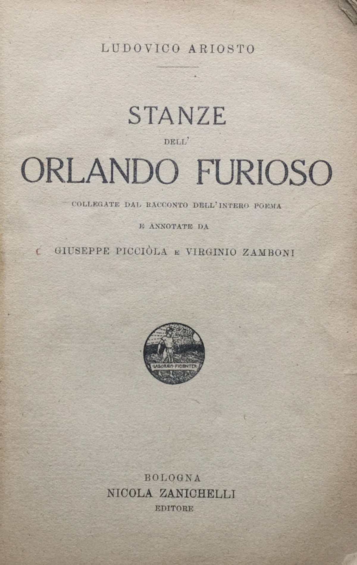 Stanze dell'Orlando furioso collegate dal racconto dell'intero poema