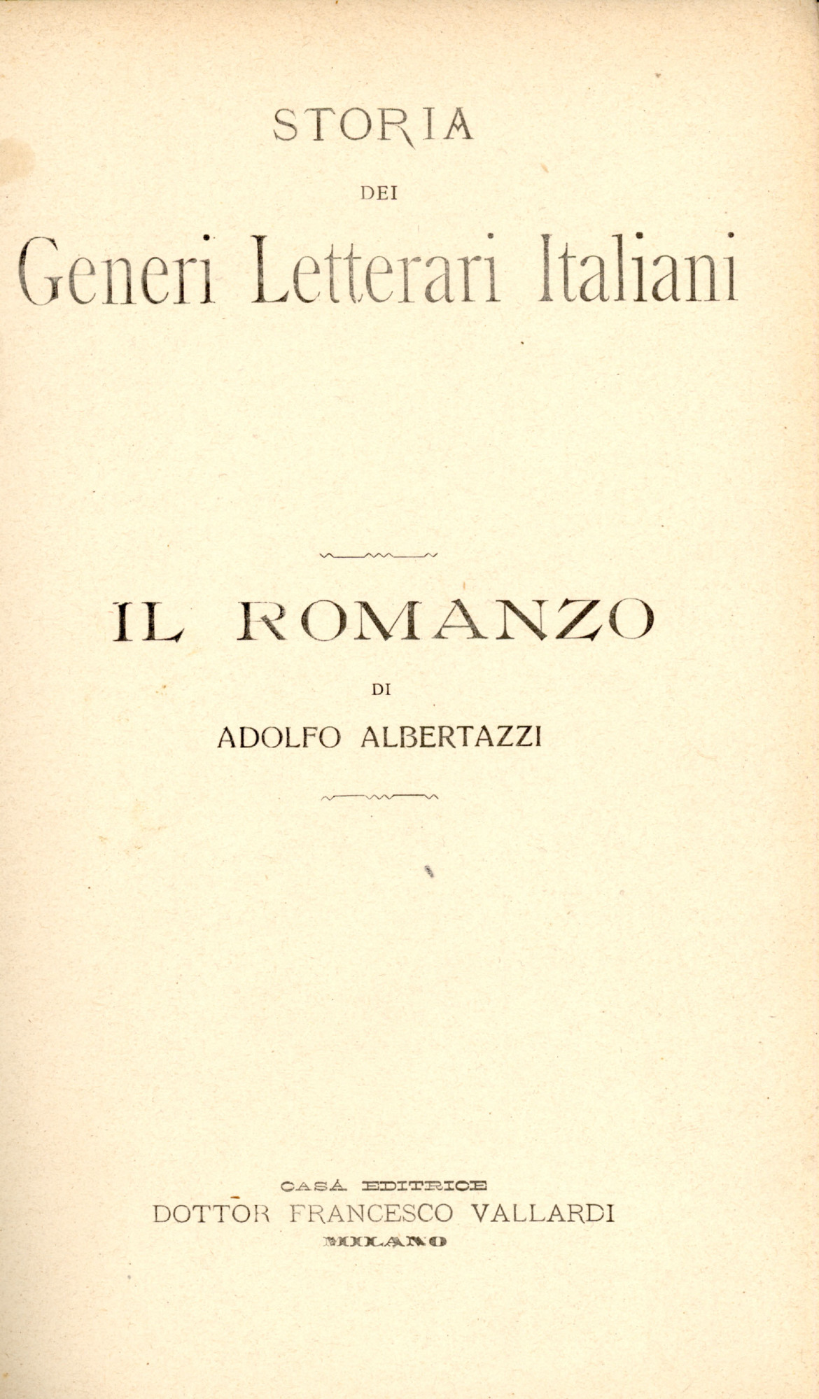 Storia dei generi letterari. Il romanzo