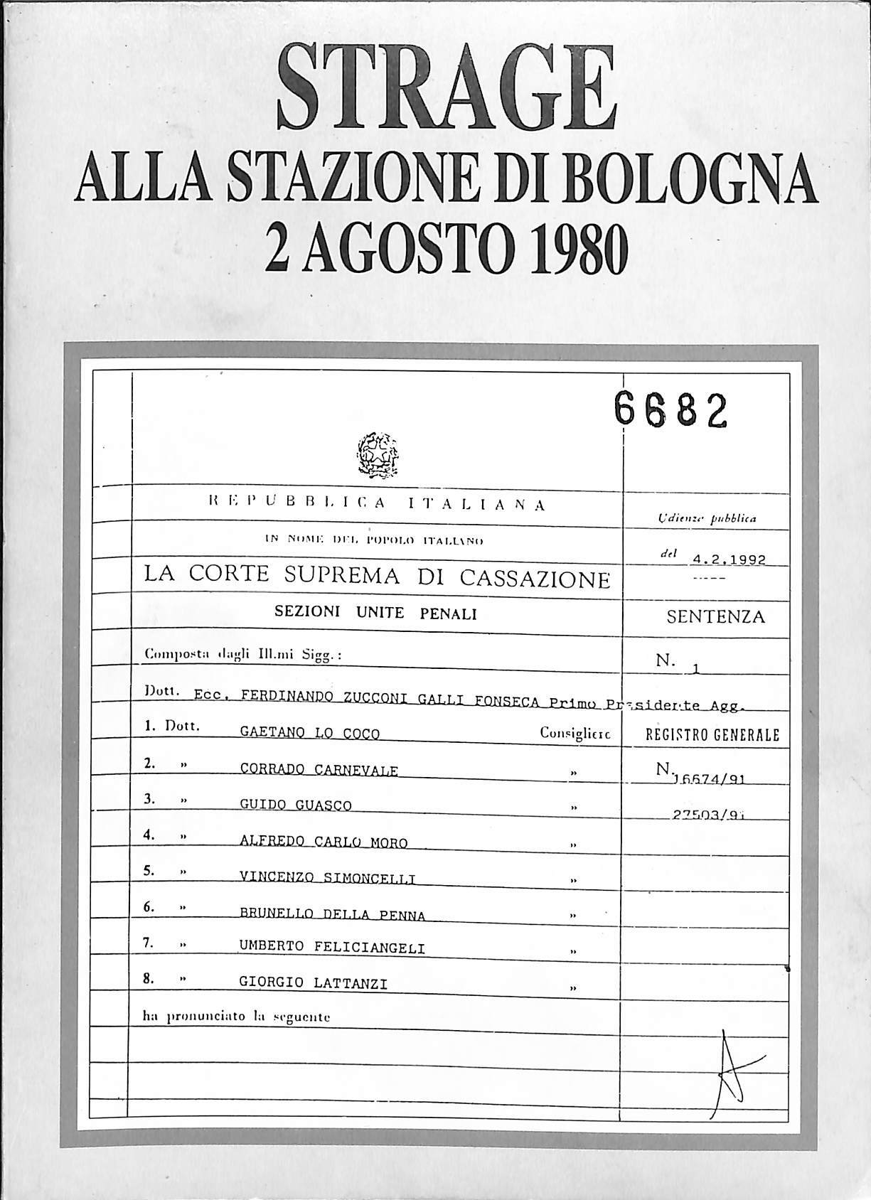 Strage alla stazione di Bologna 2 agosto 1980. Sentenza