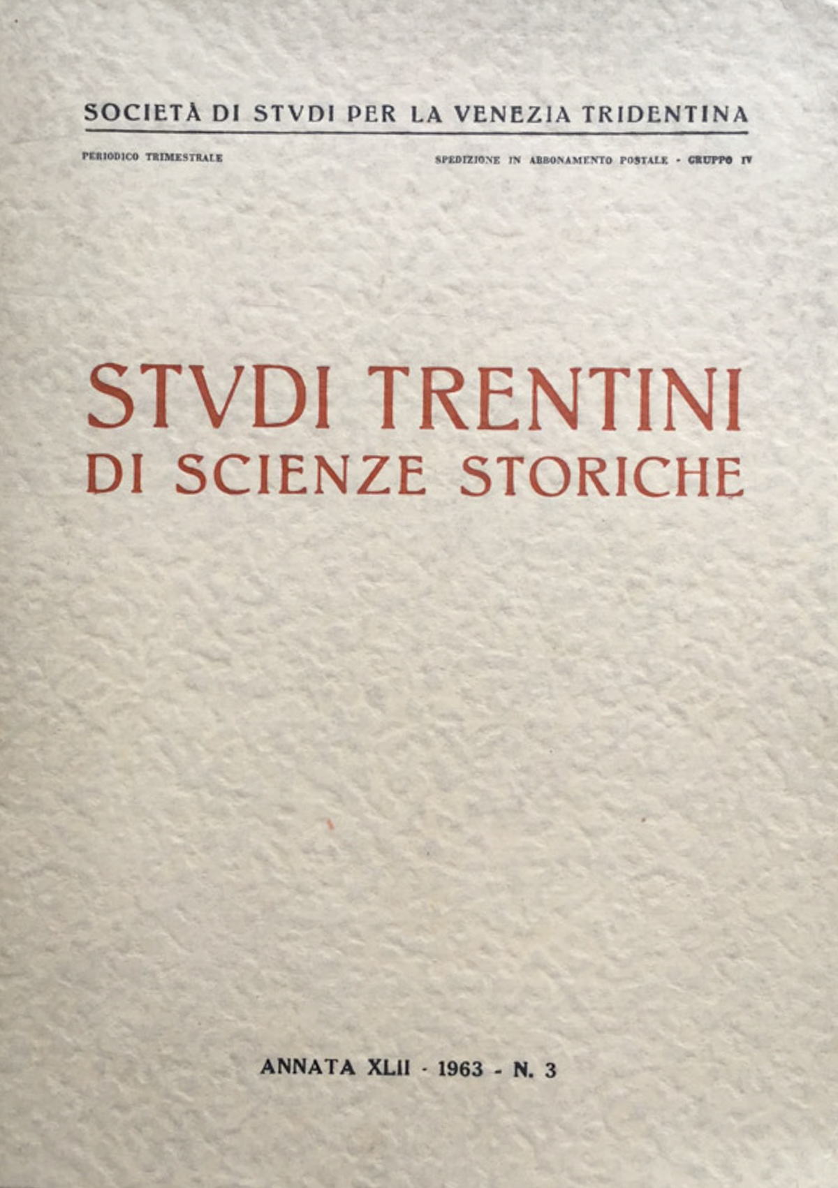 Studi Trentini di Scienze Storiche - 1963