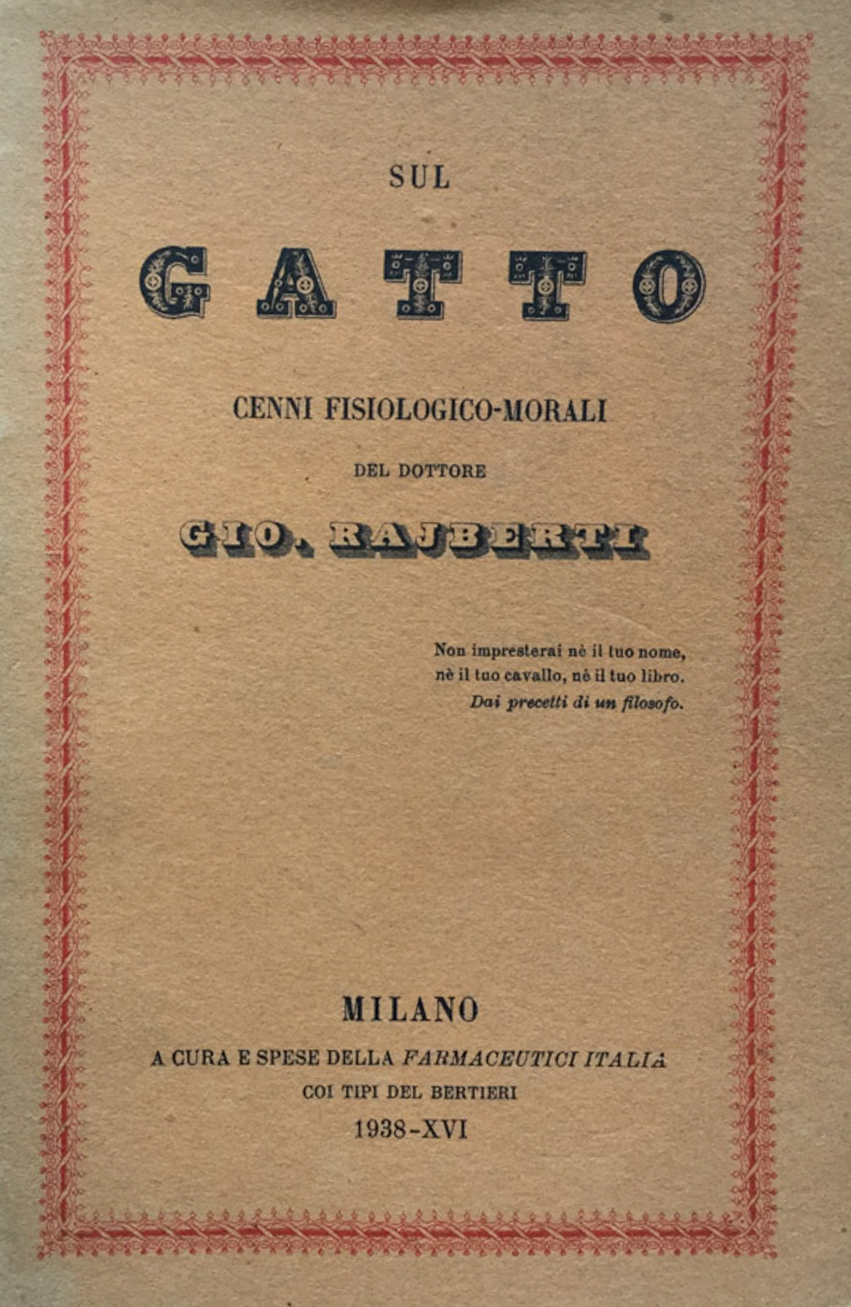 Sul gatto. Cenni fisiologico-morali.