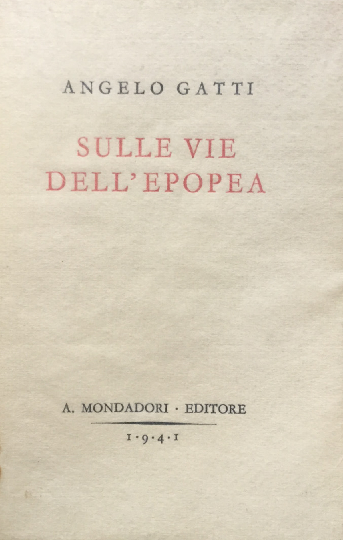 Sulle vie dell'Epopea