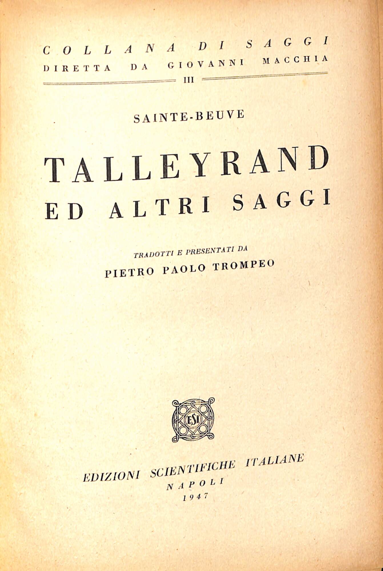 Talleyrand ed altri saggi