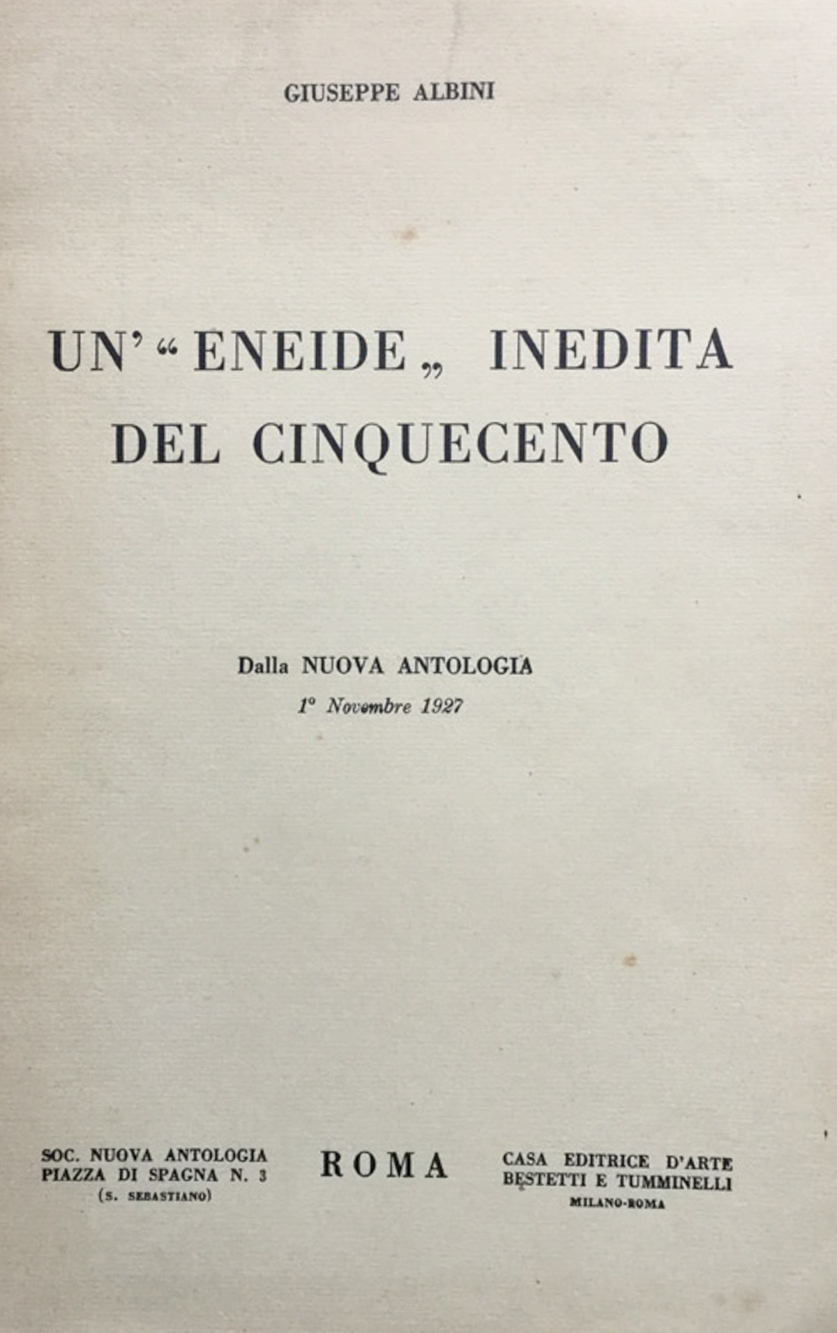 Un' Eneide inedita del Cinquecento