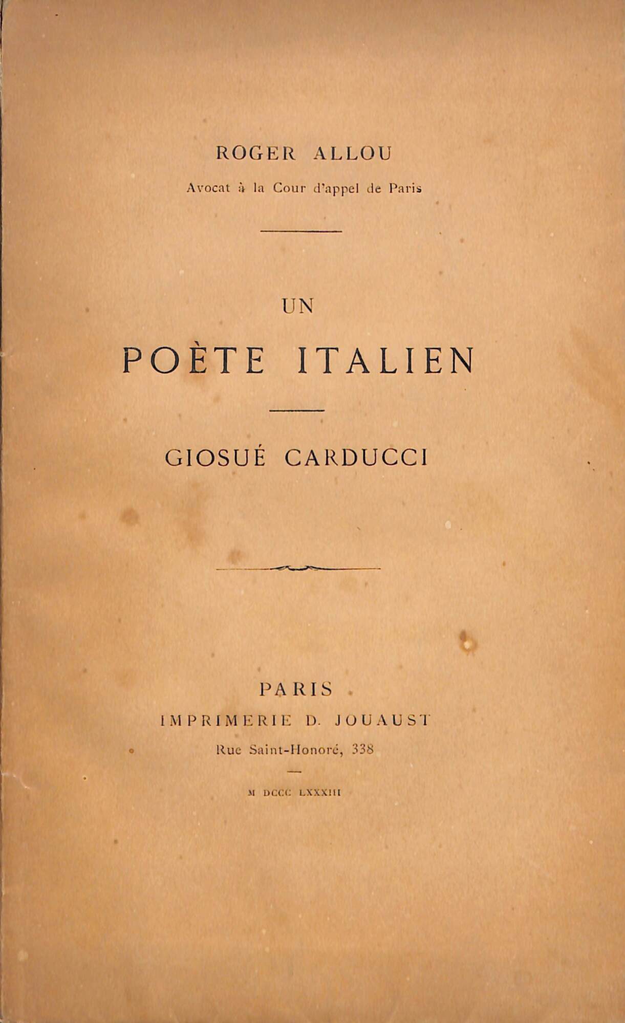 Un poete italien : Giosue Carducci