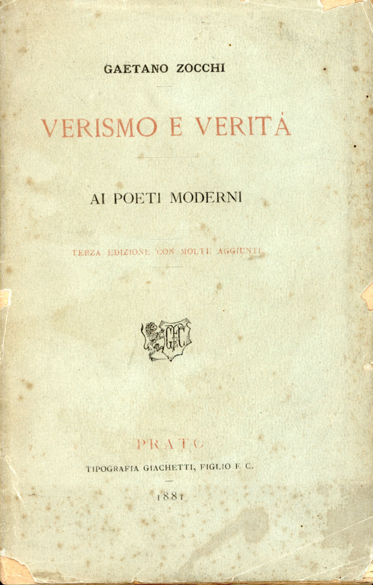 Verismo e verità. Ai poeti moderni