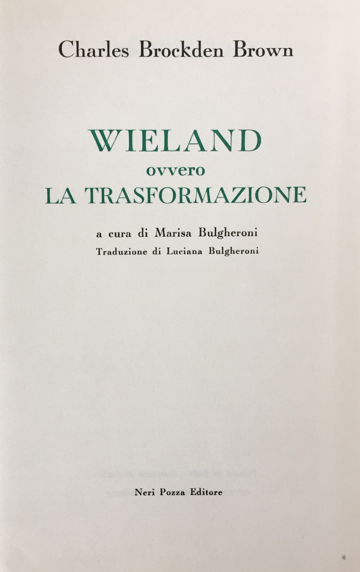 Wieland ovvero la trasformazione