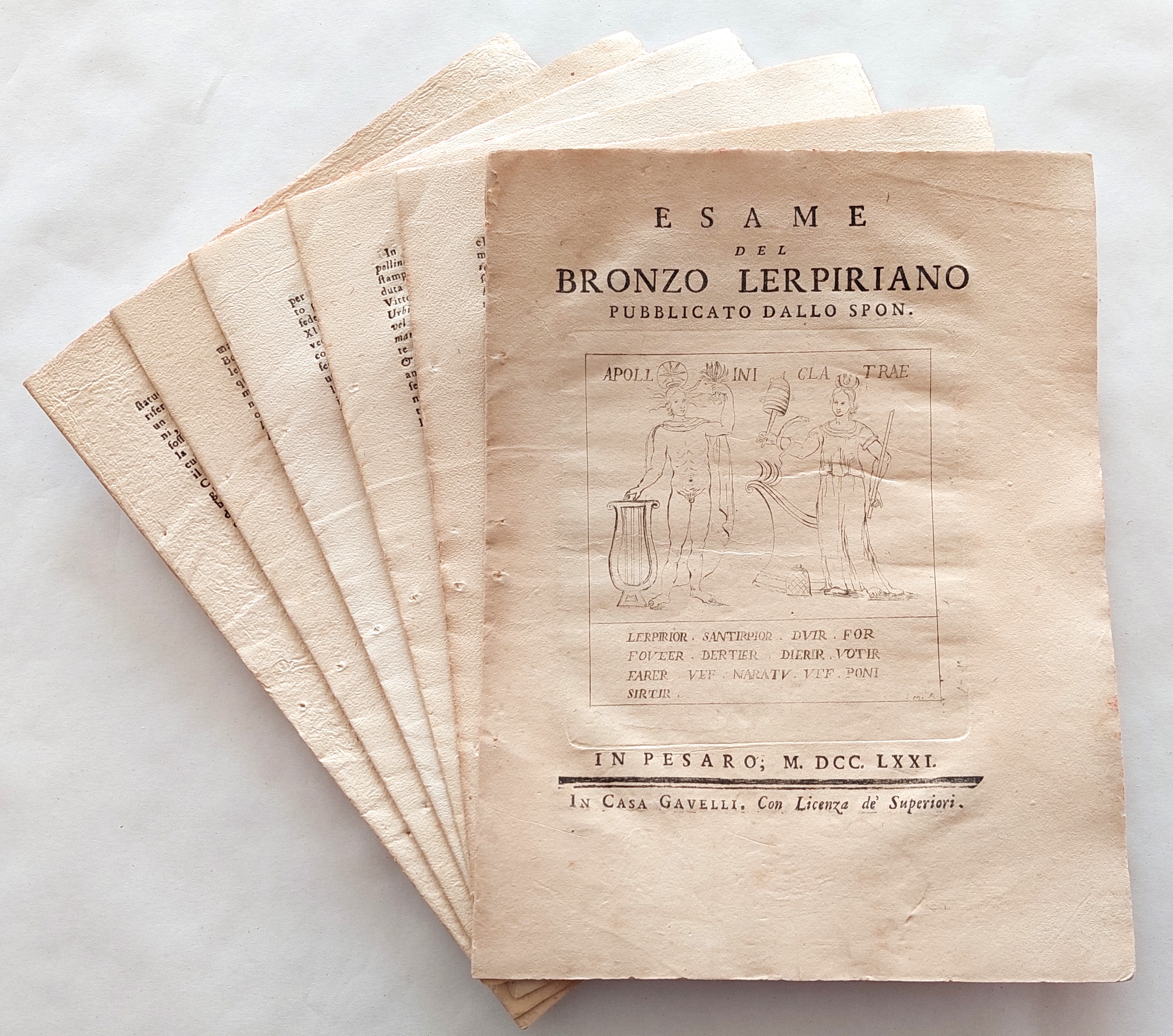 Annibale degli Abbati Olivieri Giordani Esame del bronzo lerpiriano pubblicato …