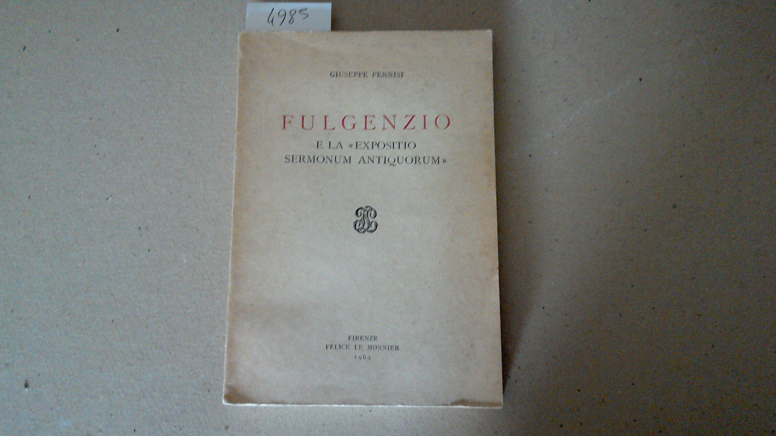 Fulgenzio e la Expositio sermonum antiquorum