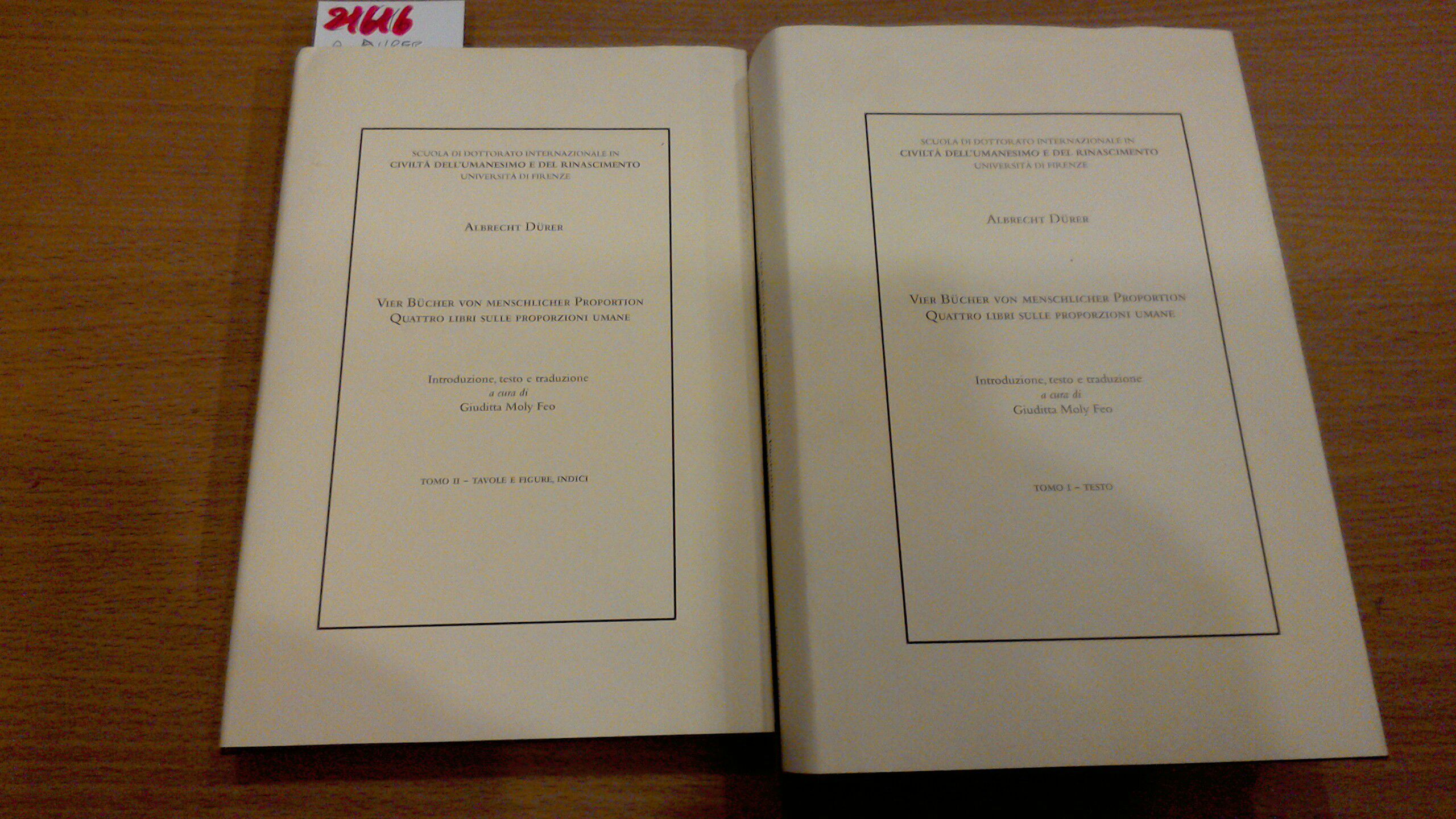 Quattro libri sulle proporzioni umane ( 2 tomi )