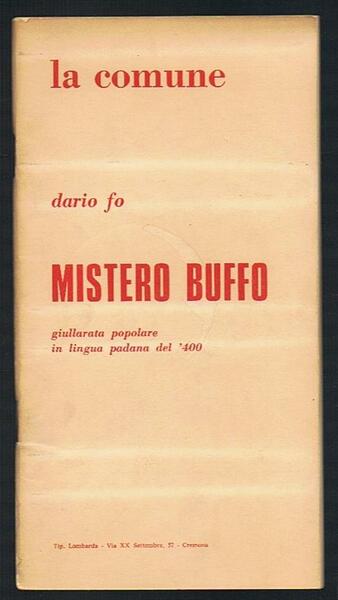 Mistero buffo. Giullarata popolare in lingua padana del '400