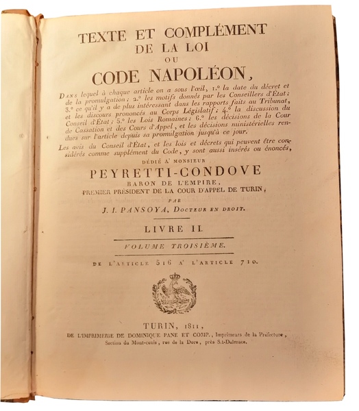 Texte et complement de la loi ou Code Napoleon dans …