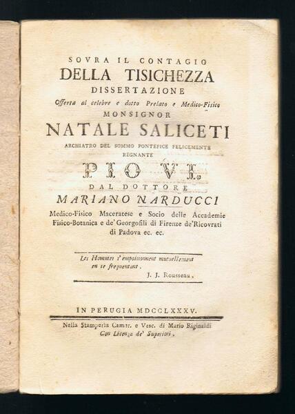 Sovra il contagio della tisichezza dissertazione offerta al celebre e …